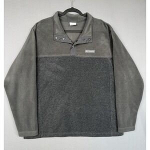 Columbia Gray Pullover Sweater Mens XL Snap Sweatshirt Jacket Hiking Hunting